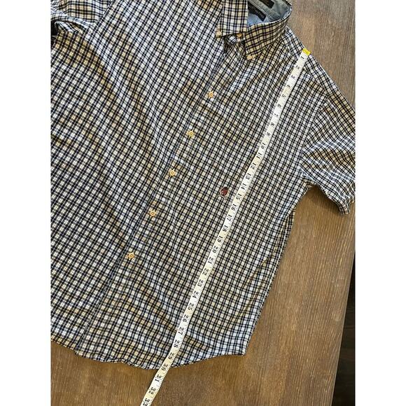 TOMMY HILFIGER Navy Plaid S/S Button Down Top Shirt Men's L - Picture 10 of 10
